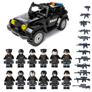 lot 8461 image: Toysvill SWAT Military Police Building Block Set for Kids  SUV  Soldiers Minifigures (12 PCS) with Weapons and Accessories Gift