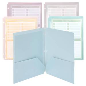 lot 8467 image: Mr. Pen- 3 Hole Plastic Folders with 2 Pockets and Clear Front Pocket, 5pcs