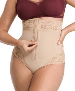 lot 8477 image: SHAPELLX High Waisted Thong Shapewear Tummy Control Shaping Thong Beige S