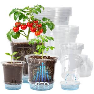 lot 8483 image: Bluepro Self Watering Pots for Indoor Plants, 456.5 Inch, 18-Pack