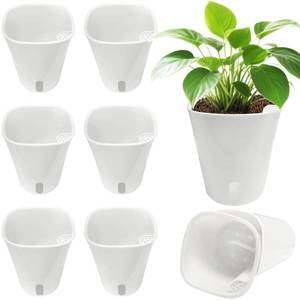 lot 8484 image: TCBWFY 4 Inch Self Watering Pots for Indoor Plants,8 Sets Self Watering Planter Pots with Visual Water Level Window and Multiple Vents,Self Watering Plant Pot for All House Plants,Flowers,Herbs