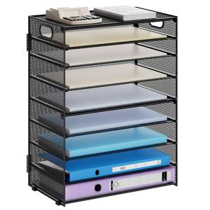 lot 9834 image: Marbrasse Paper Organizer Letter Tray, 9 Tier Mesh File Organizer with Handle, Paper Sorter Desk Organizer for Home Office Supplies