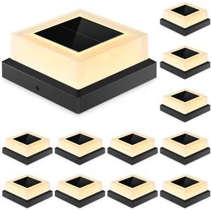 lot 9848 image: JOFIOS 4x4 Solar Post Cap Lights 12pack, Fence Post Solar Lights Outdoor Waterproof with Warm White Lighting��Black Waterproof Cap Post Lights fit 3.5x3.54x4 WoodenVinyl Posts