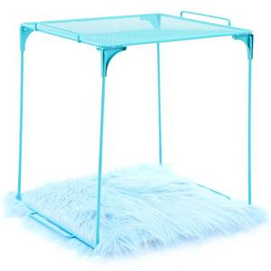 lot 9851 image: CroBlissful 2 Pcs Locker Organizer Shelf and Carpet Decorating Metal Mesh Locker Accessories Square Fluffy Rug for School Office Gym Organization Back to School Essentials (Blue)