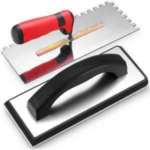 lot 9854 image: Leriton 516 2 Pcs Tile Tools Rubber Grout Float Square Notch Trowel Set