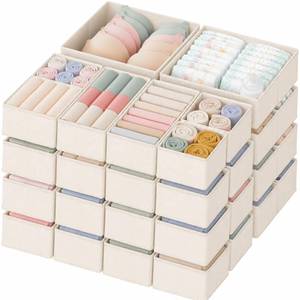 lot 9855 image: Criusia Drawer Organizer Clothes, 24 Pack Dresser Organizer for Baby Clothes, Underwear, Sock- Foldable Closet Organization and Storage Dividers Bins for Nursery, Bedroom and Dorm (Beige)
