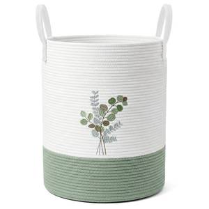 lot 9869 image: Honeydak sage Green Wildflower Cotton laundry basket hamper 14 x 18