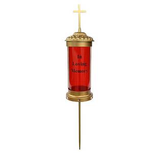 lot 9878 image: Generic Gravesite Decorations for Cemetery with Eternal Light Memorial Lanterns for Halloween Candle Light Decorations with Stakes and Cross