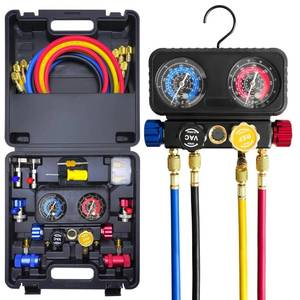 lot 9886 image: CALPOSE 4 Way AC Manifold Gauge Set for R1234yf R134a R404a
