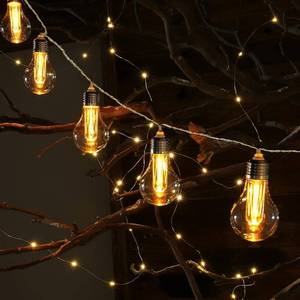 lot 9900 image: NWLIGHT Battery Operated Edison Lights Outdoor String with Timer, 6.56 Ft String of 10 A19 Edison Bulbs, Short Battery Powered Waterproof Plastic String Lights for Hanging Patio Garden (White Cord)