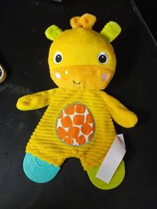 lot 10190 image: Yellow Giraffe Plush Stuffed Animal Toy with Orange Belly Panel