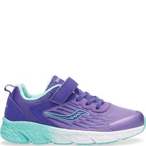 lot 10199 image: Saucony- Girls Wind Alternative Closure Running Shoe, Purple, 13.5 Big Kid US- USED (AS IS)