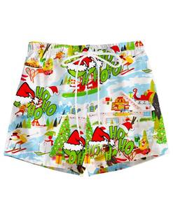 lot 10226 image: Kids Swim Shorts Christmas Snowman Print Board Shorts Xmas Reindeer Drawstring Lounge Shorts 9-10 Years