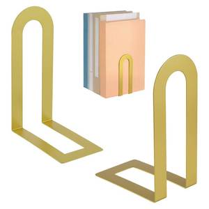 lot 10247 image: Chunful 2 Pcs Gold Metal BookEnds Shelves, 5.5 x 3.75 x 2.25 in