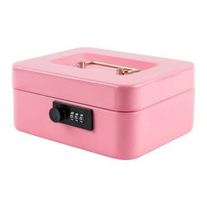 lot 10260 image: KYODOLED Medium Cash Box with Combination Lock Safe Metal Money Box with Money Tray for Security Lock Box 7.87x 6.30x 3.54Inch Pink Medium