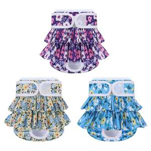 lot 10276 image: Reusable Dog Diapers Female, Large, Purple Flower, 3 Pack