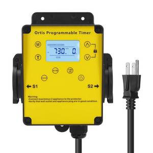 lot 10281 image: Ortis Above Ground Smart Pool Timer, Dual Waterproof Outlets for Pump & Salt System, Countdown & 24H Auto Cycle Modes, LCD Display, Outdoor Heavy-Duty Timer for Filters & Pumps