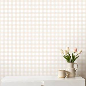 lot 10283 image: AuraCyzirine Peel and Stick Plaid Wallpaper Boho Checkered Contact Paper Neutral Beige Vinyl Self Adhesive Removable Waterproof for Bedroom Nursery Living Room Cabinets 17.3 x 80