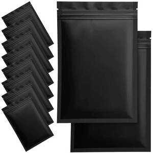 lot 10284 image: 100 Pack Smell Proof Mylar Bags for Food Storage - 3 x 4.5 Inch Resealable Packaging Pouch Bags Matte Black
