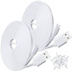 lot 10301 image: SCOVEE 2-Pack 10FT USB Power Extension Cable for Wyze Cam,WyzeCam Pan,YI Home Camera,Nest-Cam Indoor,Oculus Go,Netvue,KasaCam,Furbo Dog,Blink,Flat USB to Micro USB Charging Cord for Wyze-Cam v3 v2