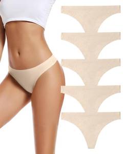 lot 10302 image: voenxe Seamless Women Underwear Thongs,No Show Ladies Workout Thong,5 Pack