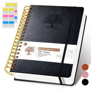 lot 10303 image: Lined Spiral Notebook Journal, 300 Pages Hardcover Leather Journals for Women Men, B5 Large College Ruled Notebooks, 100 GSM Thick Paper, Spiral Bound Journaling for Writing Work School 7.6�10,Black