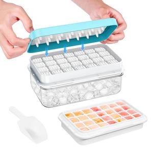 lot 10312 image: PHINOX Ice Cube Tray with Lid and Bin, Easy Release 28 Cubes for Freezer
