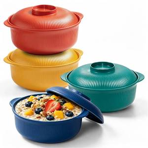 lot 11211 image: Oylnidea Microwave Bowls with Lids, 40 oz, 4 Pack