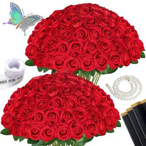 lot 13906 image: Jabeick Artificial Roses Bulk 50 Pc Velvet