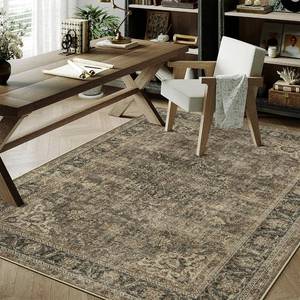 lot 13912 image: WondRg 4x5 Washable Area Rug Brown Vintage