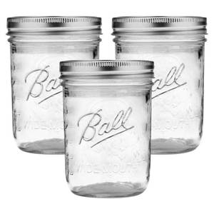lot 13924 image: Ball Wide Mouth Mason Jars 16oz with Lids and Bands, Pack of 3