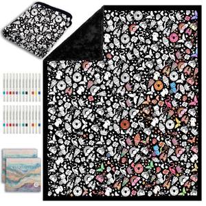lot 13926 image: ZHOYIMIMI DIY Cozy Coloring Blanket with 24 Markers