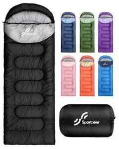 lot 13931 image: Sportneer Sleeping Bag for Adults & Kids, 31.5x87 Inches