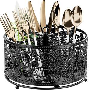 lot 13938 image: YIUKEA 360° Rotating Flatware Caddy - 4 Compartment