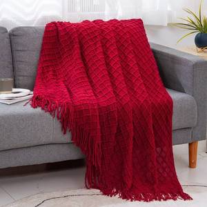 lot 14353 image: Auzzia Knit Throw Blanket Red 50 x 60 Inches