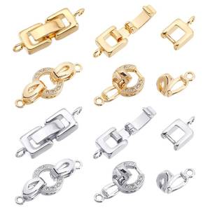 lot 14438 image: Superfindings Brass Fold Over Clasps with Zirconia - 8 Sets