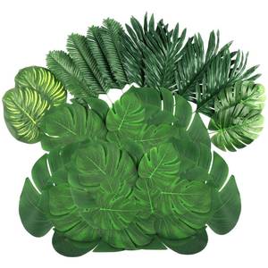 lot 14465 image: LOMIRO Artificial Tropical Leaves 50-Piece Set
