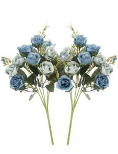 lot 14475 image: Neendohome Artificial Flowers 2-Pack Blue Roses 5 Stems