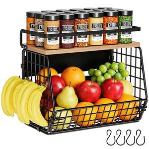 lot 19175 image: Clothink Magnetic Shelf for Fridge,Hanging Wall Basket for Potato Onion Fruit and Vegetable Storage Bins,Large Produce Container Magnetic Spice Rack for Refrigerator Kitchen Counter Pantry,Black