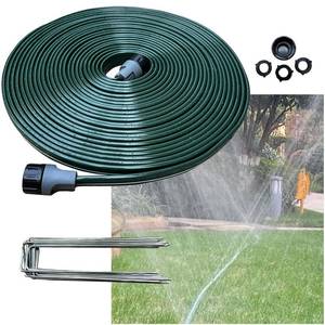 lot 19180 image: Watoo 2026 Sprinkler Hose & Soaker Hose for Yard - 50 FT Reinforced Flat Garden Hose with Holes, Heavy Duty No-Kink Lawn Irrigation Hose (Includes Stakes, High Pressure Spray)