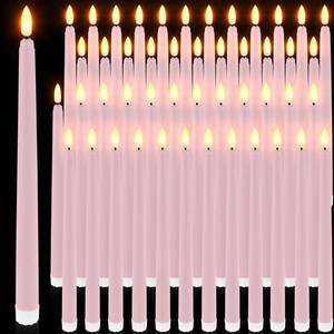 lot 19196 image: Handepo 48 Pack Flameless LED Taper Candles Battery Operated, Pink