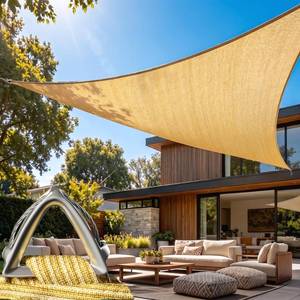 lot 20209 image: Amgo Heavy Duty 12 x 12 x 12 Beige Sun Shade Triangle Pro Ring Shade Sail, 260 GSM Commercial Grade UPF50 Sunshade, Reinforced Corners & Edges - 5 Years Warranty (We Make Custom Size)