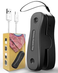 lot 20210 image: Mini Bag Sealer Rechargeable 2-in-1 Snack Sealer with Magnet Portable Bag Resealer USB Mini Sealer for chip Bag Plastic Bag Storage Freshness-Black