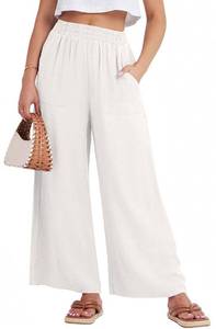lot 20211 image: GRECERELLE Beach Pants for Women Wide Leg Palazzo Trousers Casual Flowy L