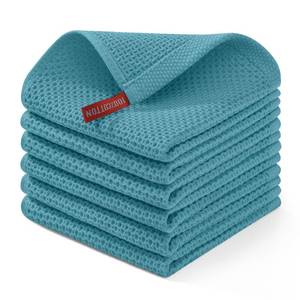 lot 20214 image: Homaxy 100% Cotton Waffle Weave Kitchen Dish Cloths 6-Pack, Lake Blue