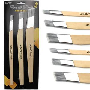 lot 20222 image: GACDR Slant Lining Fitch Trim Paint Brushes, Pack of 3, 0.5, 0.75, 1 (3 PACK ONLY)