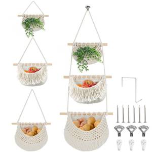 lot 20242 image: Hanging Baskets for Organizing, 2 Tier Detachable Wall Fruit Basket,2 Sizes (2 ONLY)