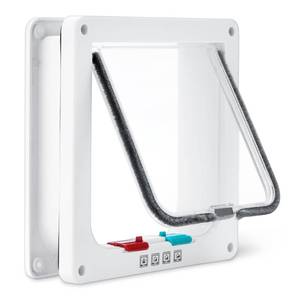 lot 20247 image: Amazon Basics Adjustable Plastic Dog and Cat Door with 4-Way Lock, Small, 5.7 x 5.6 Entrance, 7.5 x 7.4 x 2.2, White, for Interior and Exterior Doors or Wall