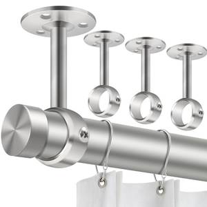 lot 20249 image: TOKPLNU Ceiling Curtain Rod Holder, 1 14Inch Heavy Duty Curtain Rods Bracket for Wall, Stainless Steel, Silver Ceiling Rod Hooks Hangers, Set of 4