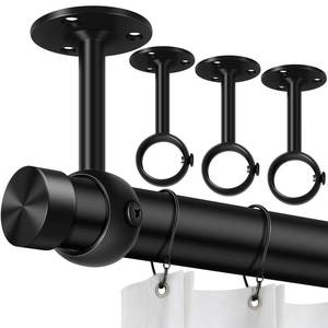 lot 20259 image: TOKPLNU Curtain Rod Brackets, Ceiling Heavy Duty Holders, Black 4 Pack Hooks Hangers for 1 14-Inch Drape Poles